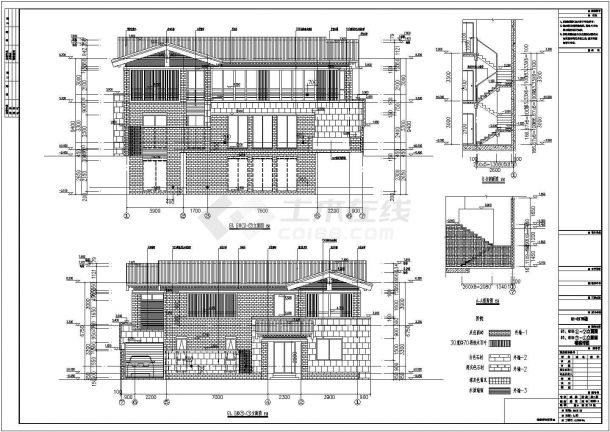 某地上三层框架结构连体别墅建筑设计方案图-图一