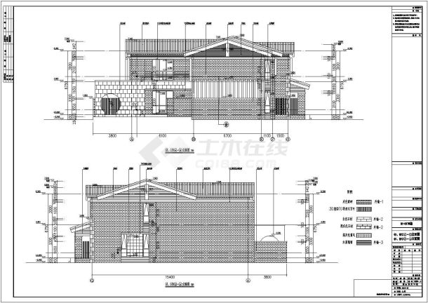 某地上三层框架结构连体别墅建筑设计方案图-图二