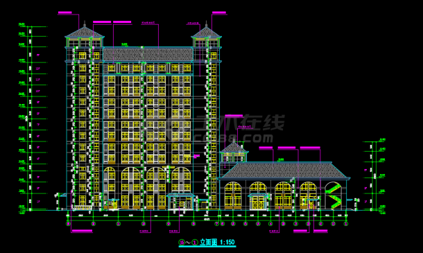 12层高层办公楼建筑及结构图(带人防)-图二