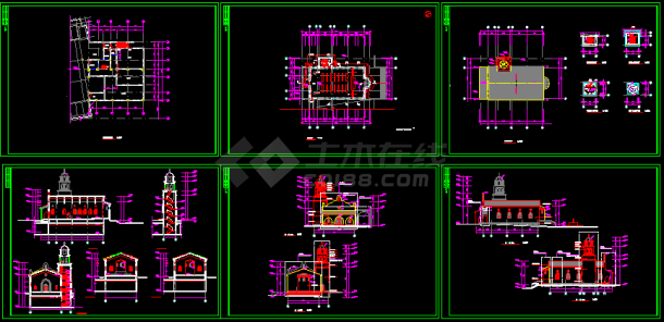 英伦风情的教堂的全套cad设计施工图-图一
