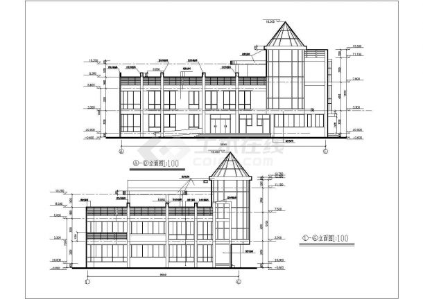 某地3层框架结构4个班幼儿园建筑方案图-图二