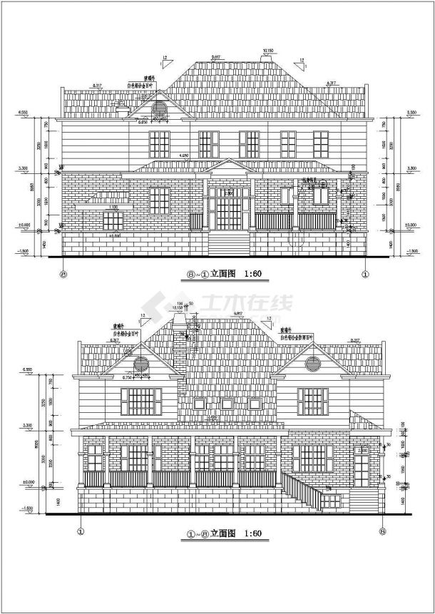 某地区二层框架别墅楼建筑设计方案图纸-图一
