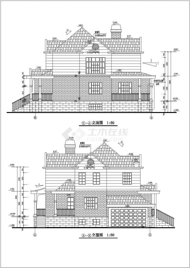 某地区二层框架别墅楼建筑设计方案图纸-图二