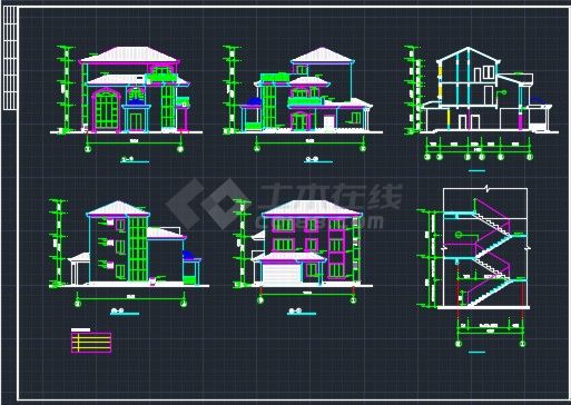 某经典别墅设计CAD施工方案详情图-图二