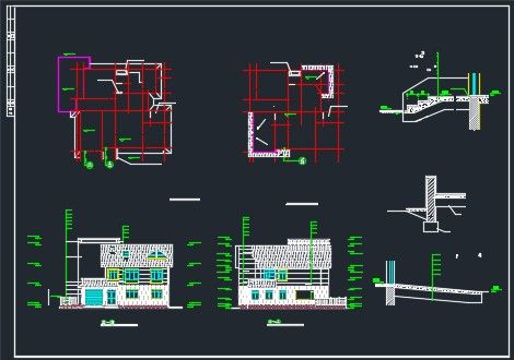 某精美荷兰式别墅建筑施工CAD详情图纸-图二
