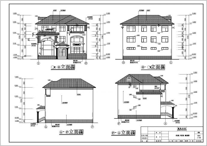 某新农村三层砖混结构别墅建筑设计方案图_图1