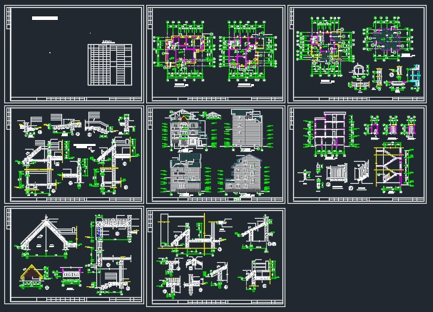 某精致独立式别墅建筑CAD设计详情全套图纸_图1