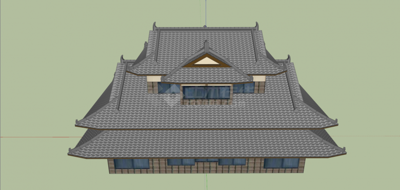 日式古代房屋建筑su模型-图二