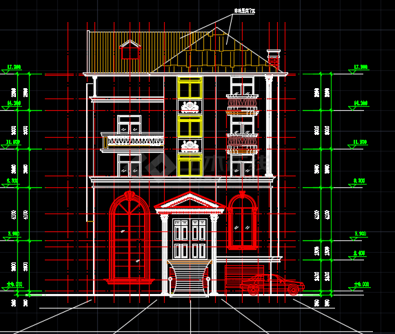 某地农村错层别墅建筑结构CAD施工图-图二