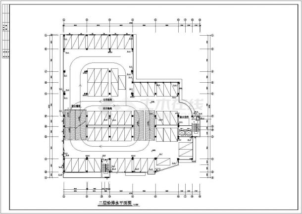 某7层宾馆给排水平面图自喷平面图和系统图-图二