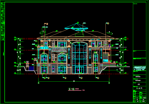 别墅建筑设计施工CAD方案全套图纸-图二