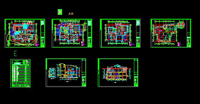 别墅建筑设计施工CAD方案全套图纸
