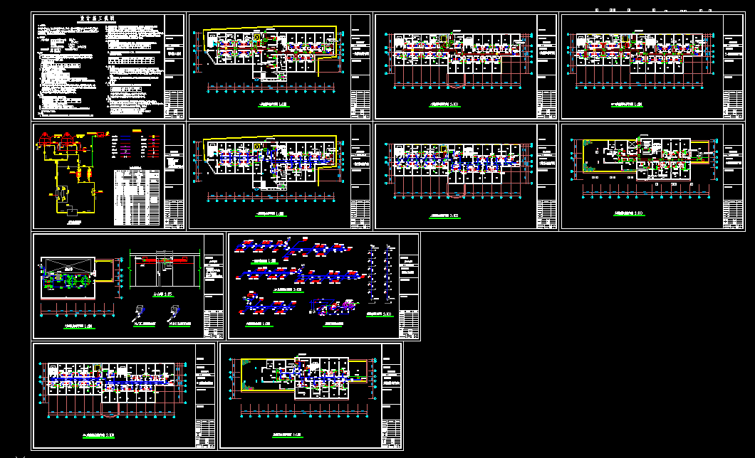 某六层宾馆暖通全套空调系统CAD图
