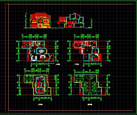 别墅建筑设计施工CAD方案带效果图-图二
