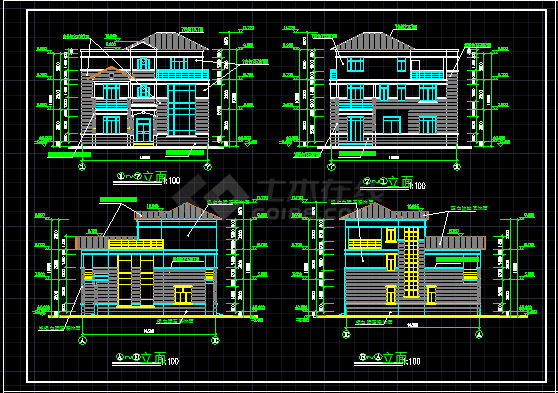 别墅建筑设计CAD施工图附效果图-图二