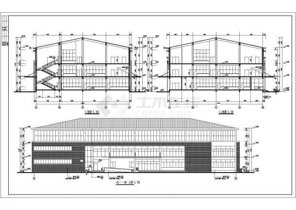 某地三层框架结构学生食堂建筑设计方案图纸-图二