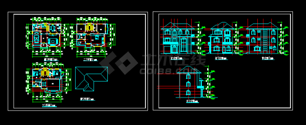 多层别墅建筑设计施工CAD方案图带效果图-图一