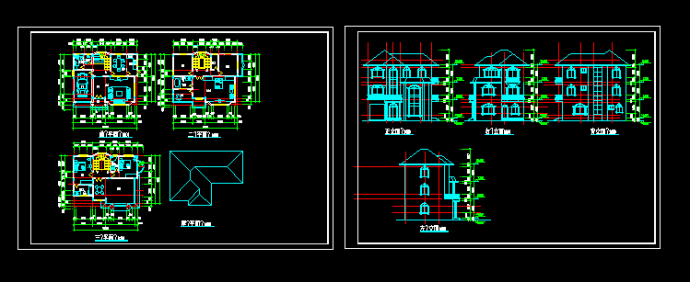 多层别墅建筑设计施工CAD方案图带效果图_图1