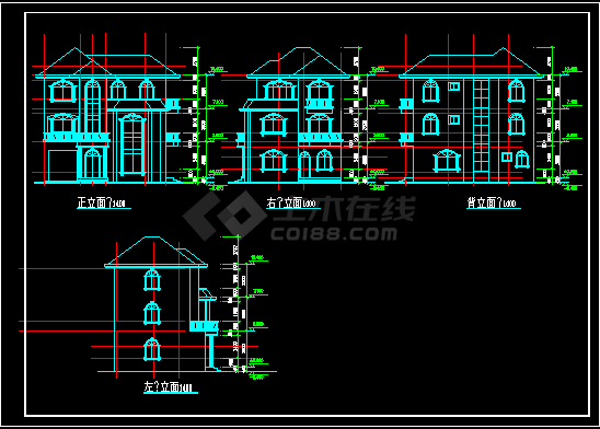 多层别墅建筑设计施工CAD方案图带效果图-图二