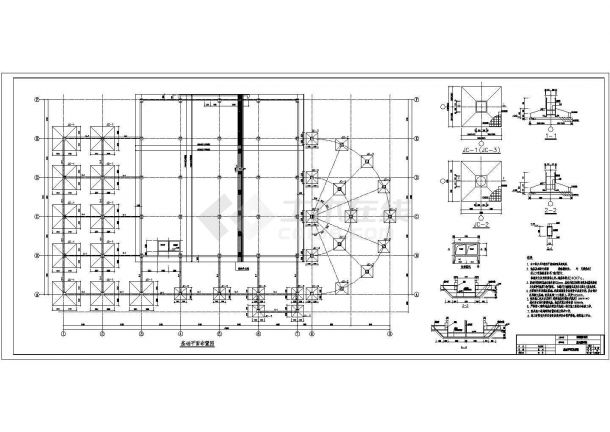 西安市三层框架结构图书馆设计施工图-图一