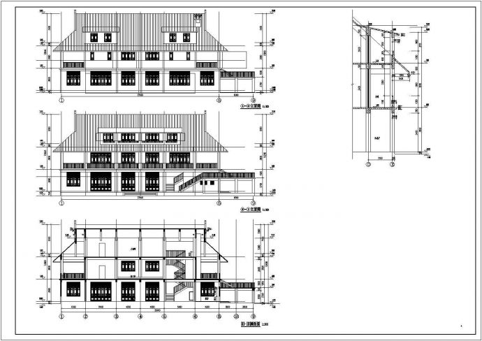 某地三层民族风格餐厅建筑设计方案图_图1