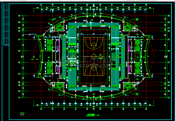体育会所全套建筑施工CAD设计方案图纸-图二