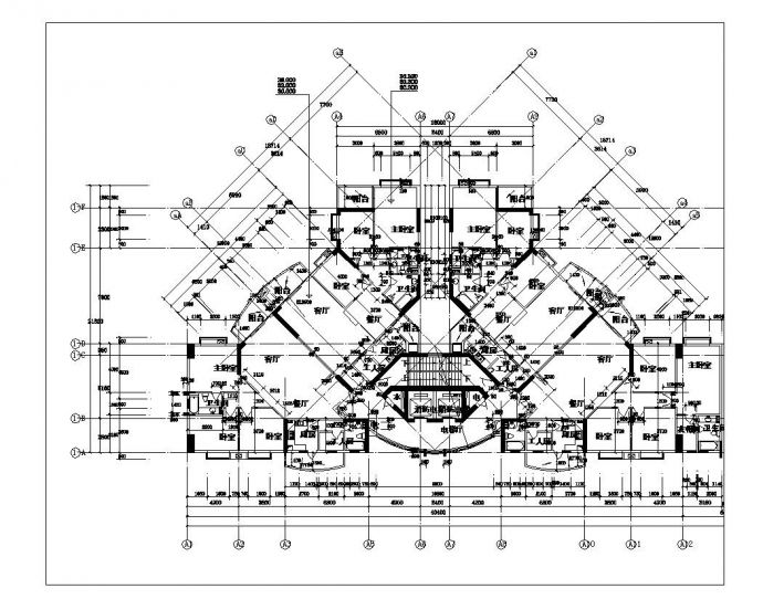 房屋施工设计各层平面图_图1