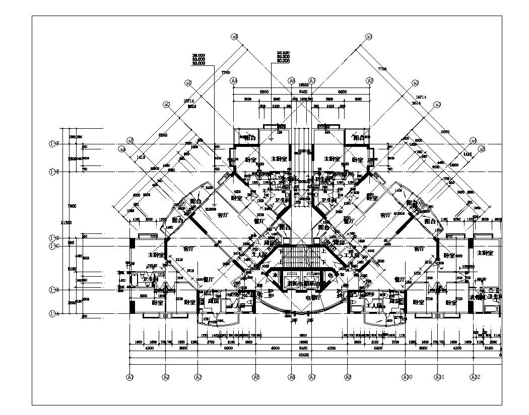 房屋施工设计各层平面图