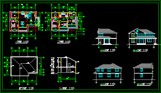 乡村别墅建筑设计施工CAD方案及效果图_图1