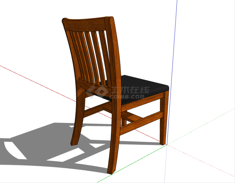 中式经典木质四方高脚带靠背椅子家具su模型-图二