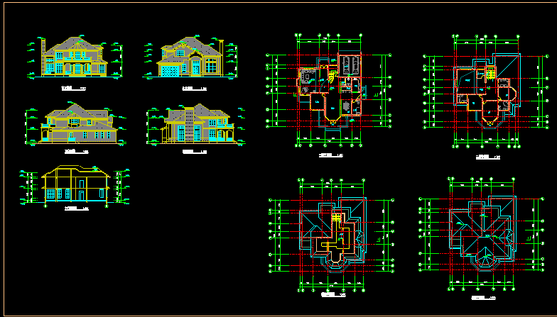 某别墅建筑CAD设计精美方案平立面图