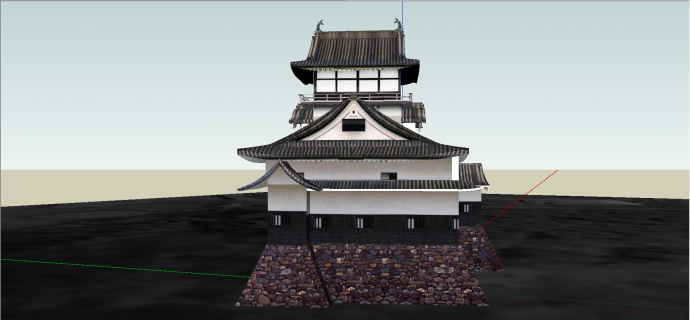 中式混合结构犬山城堡su模型_图1