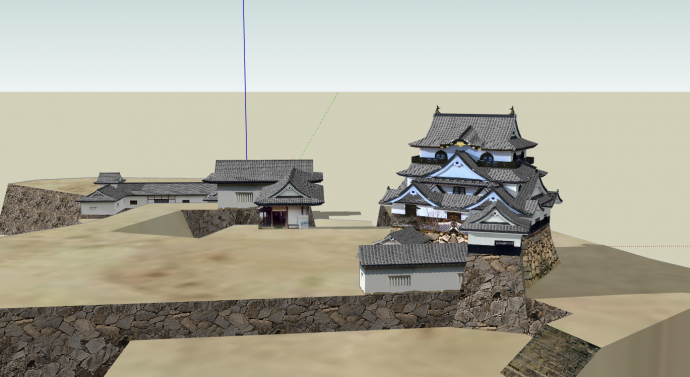 日本简约集聚式古建筑su模型_图1