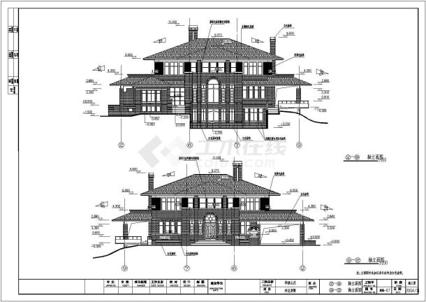 某地三层框架结构私人别墅建筑设计施工图纸-图二