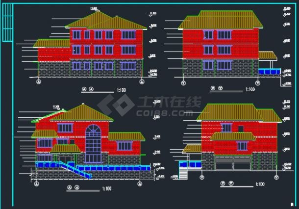 某白云苑别墅全套施工CAD设计图-图二