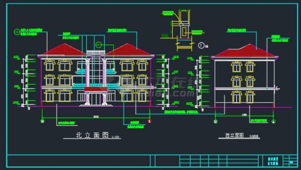 北方某豪华别墅建筑施工设计CAD详图-图二