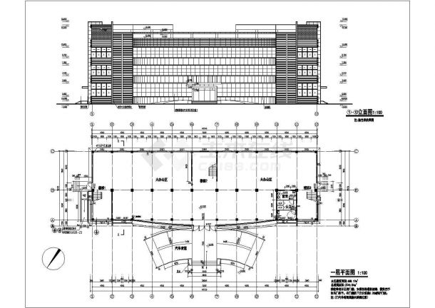 某厂区四层框架结构办公楼建筑设计施工图-图一