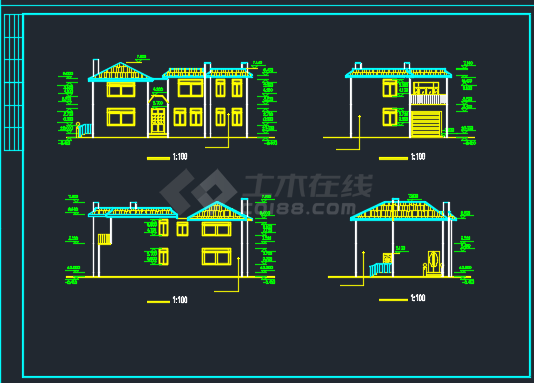 某北美风情小别墅设计施工CAD详图-图二