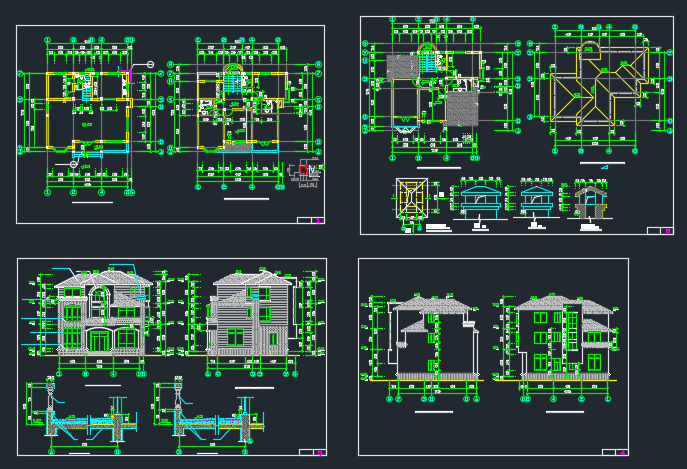 某别墅建筑扩出设计CAD详情图纸_图1