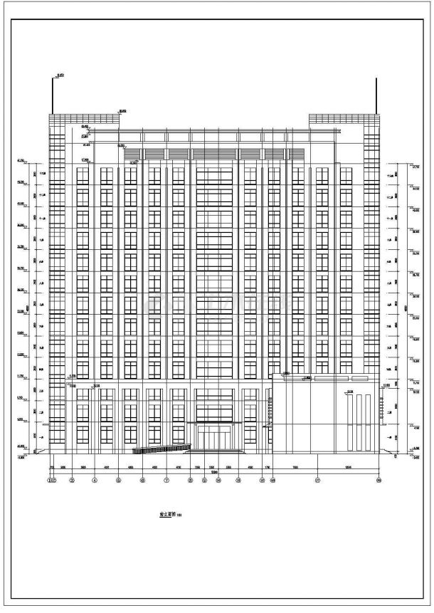 某地区13层框架结构办公楼建筑设计方案图纸-图一
