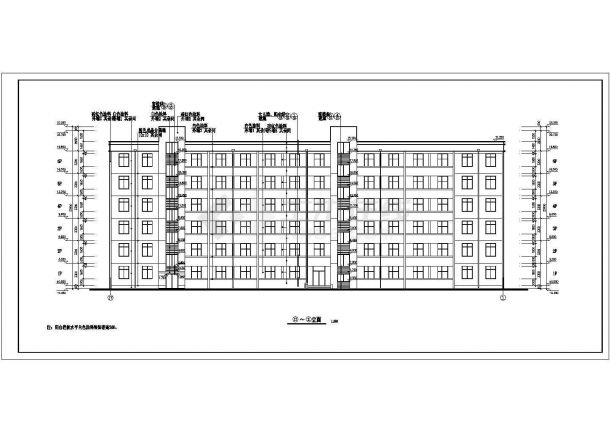 某地区六层中学宿舍楼建筑设计方案图-图二