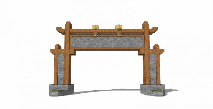 中式建筑风格牌坊su模型_图1