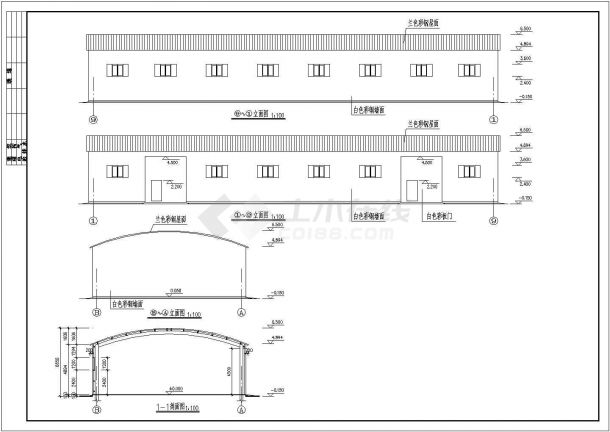轻型圆弧屋架钢结构厂房全套施工图-图二