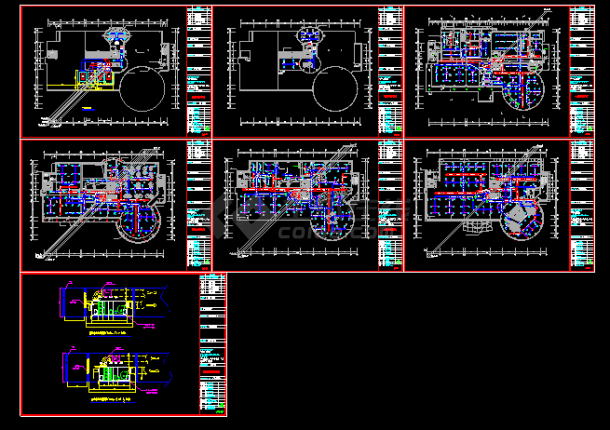 某六层空调平面及机房cad设计施工图纸-图一