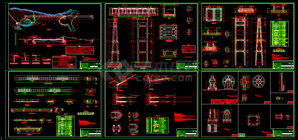 某钢索桥整套技术cad设计施工平面图