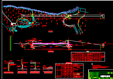 某钢索桥整套技术cad设计施工平面图