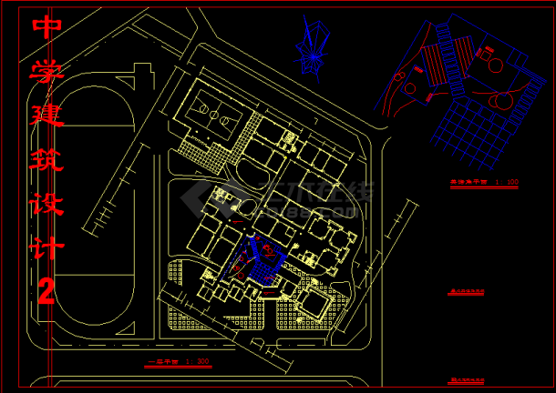 杭州某中学多层教学楼建筑设计CAD图-图二