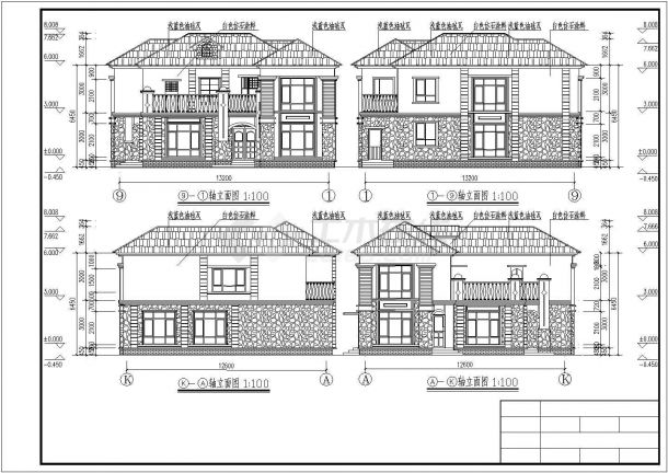 学生课程设计某两层别墅建筑设计方案图纸-图二