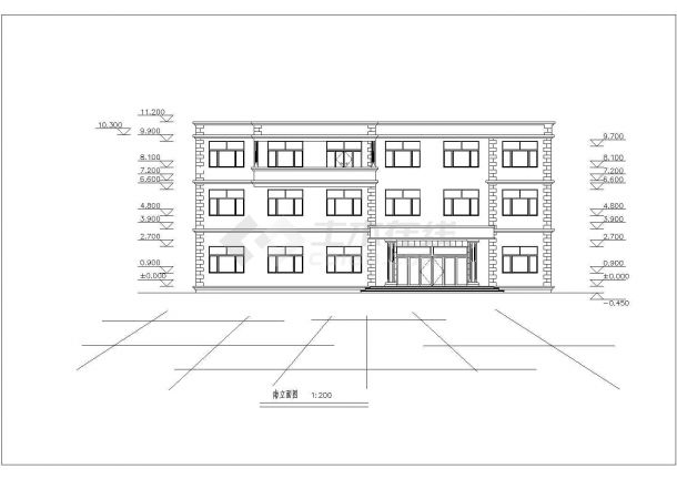 山东某地三层砖混结构办公楼建筑结构设计方案图纸-图二