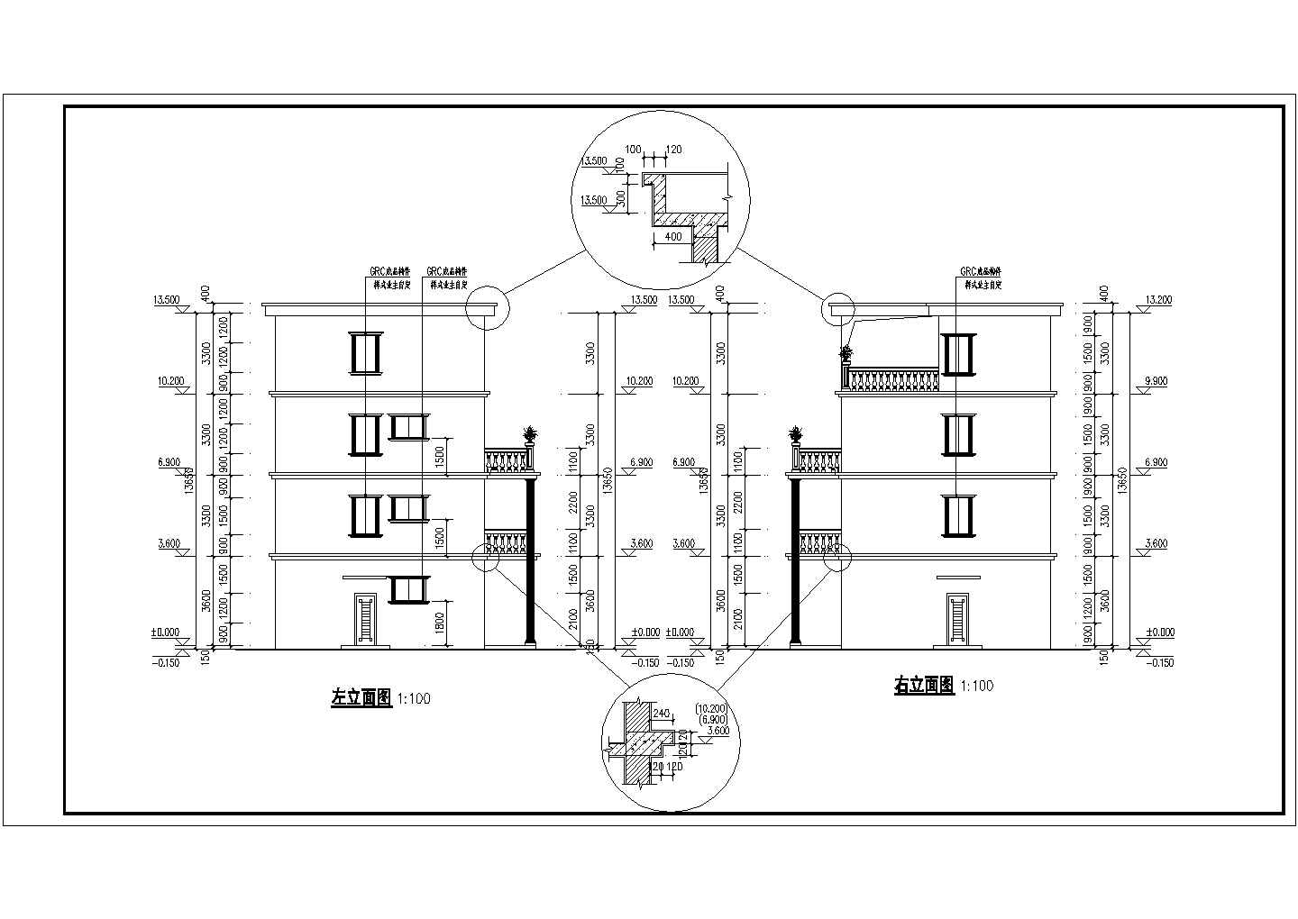 贵州某农村四层住宅楼建筑设计方案图纸